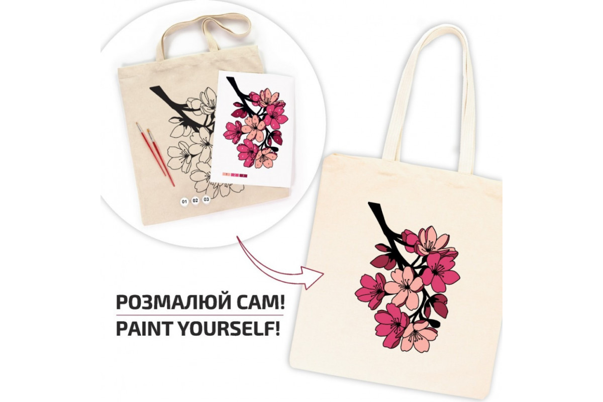 Набір для творчості екосумка-розмальовка "Flowers" N0003653, 38х42 см