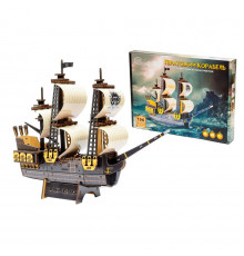 Деревянный 3D конструктор "Пиратский корабль" Puz-00928, 196 деталей