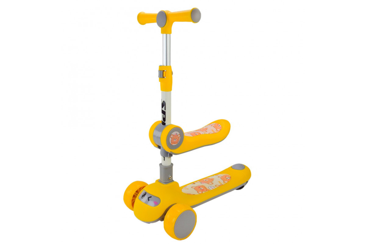 Самокат детский 3-х колесный SC2422(Orange) 3в1 светящиеся колеса, оранжевый