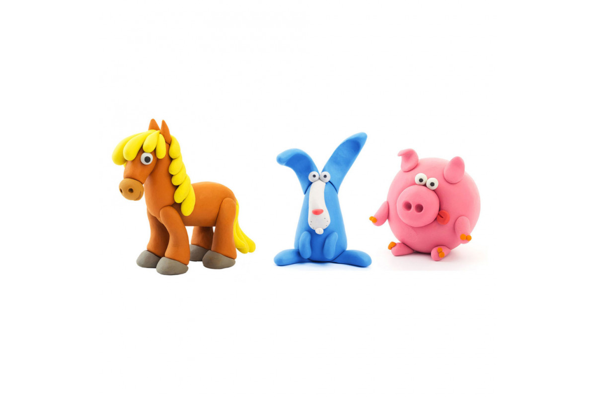 Набір пластиліну, що самостійно твердіє ЛІПАКА – Порося, кінь, кролик 60023-UA01