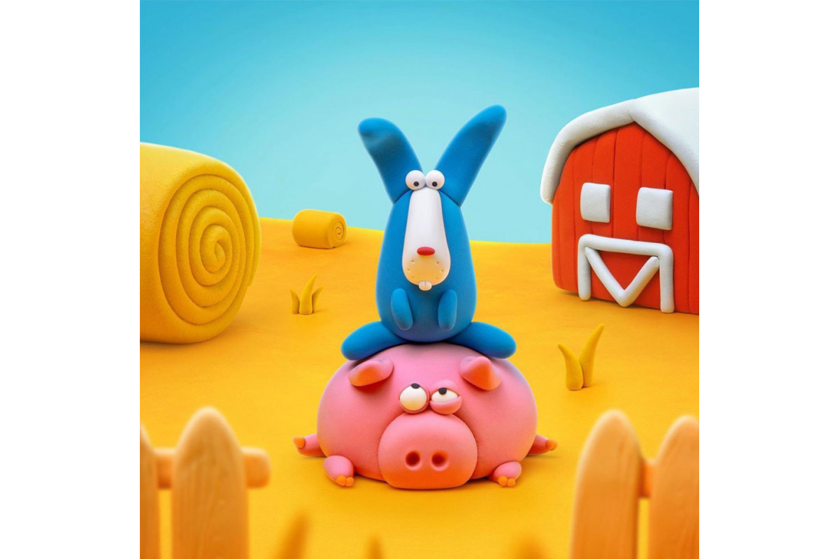 Набір пластиліну, що самостійно твердіє ЛІПАКА – Порося, кінь, кролик 60023-UA01