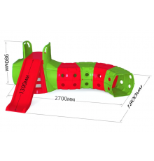 Детская Горка с тоннелем DOLONI-TOYS 01470/, 3 разных цвета Красно-зеленая