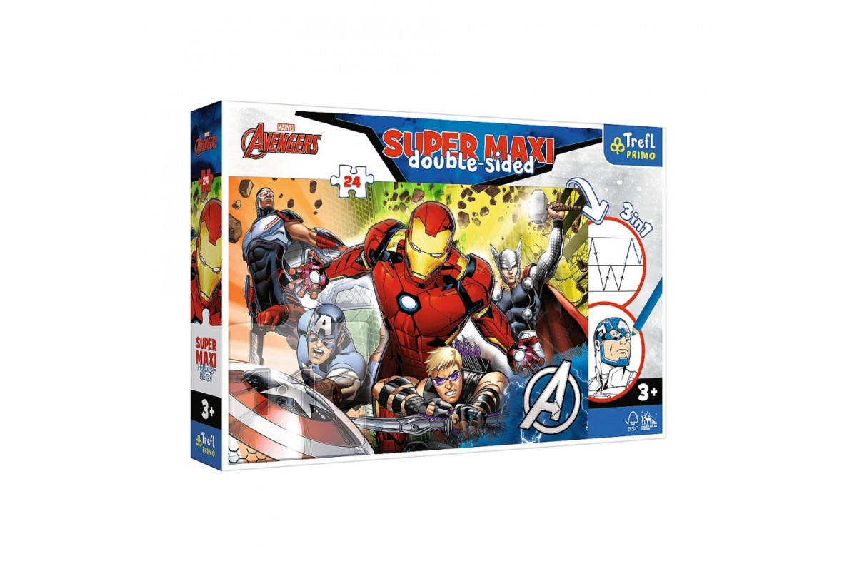 Дитячі пазли SUPER МАХІ Marvel "Разом сильніше" Trefl 41007 24 елементи, з розфарбовкою