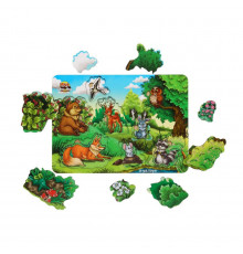 Деревянный сортер-пазл "А где звери?" Ubumblebees (ПСФ002) PSF002 серия "лес"