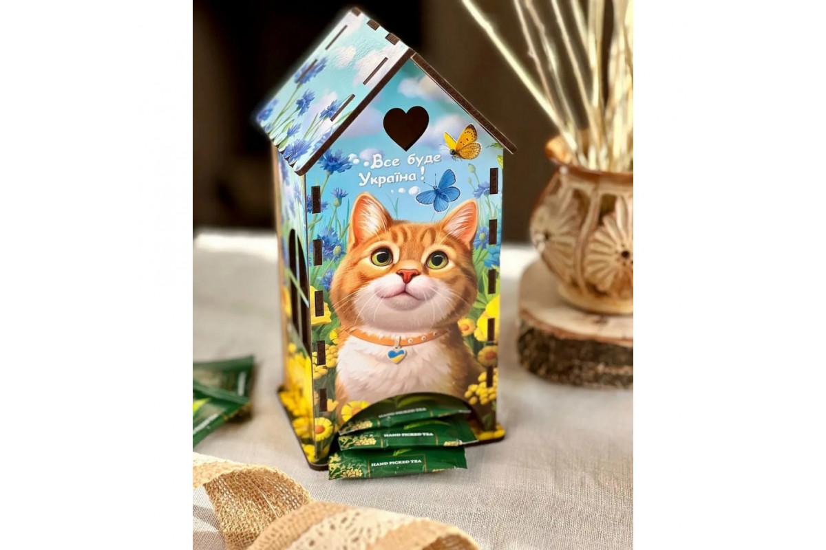 Чайный домик "Рыжий котик" Ubumblebees (ПСФ156) PSF156 деревянный