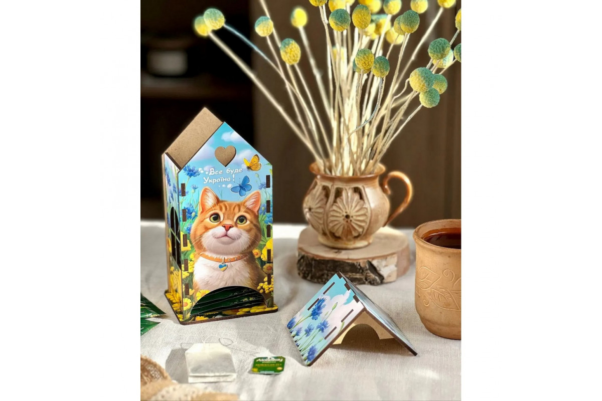 Чайный домик "Рыжий котик" Ubumblebees (ПСФ156) PSF156 деревянный