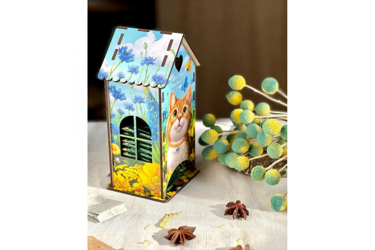 Чайный домик "Рыжий котик" Ubumblebees (ПСФ156) PSF156 деревянный