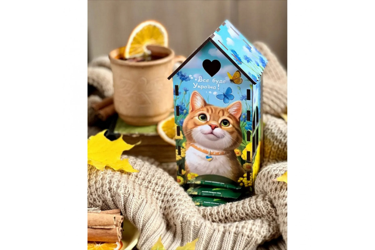 Чайный домик "Рыжий котик" Ubumblebees (ПСФ156) PSF156 деревянный