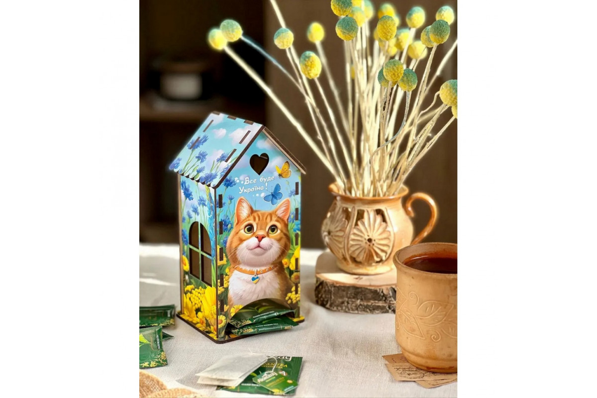 Чайный домик "Рыжий котик" Ubumblebees (ПСФ156) PSF156 деревянный