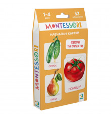 Детский набор учебных карточек Монтессори "Овощи и фрукты" 301232, 32 изображения