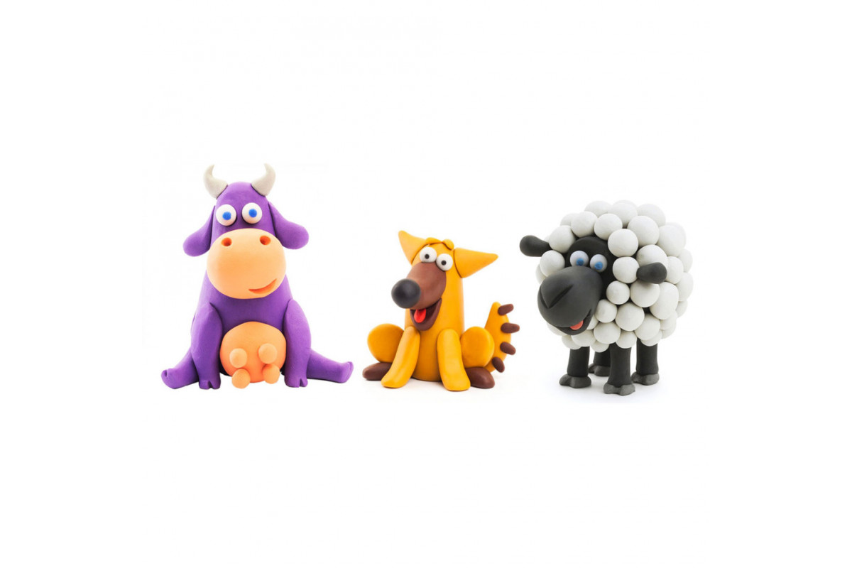 Набор самозатвердевающего пластилина ЛИПАКА – Коровка, пёсик, овца 60024-UA01