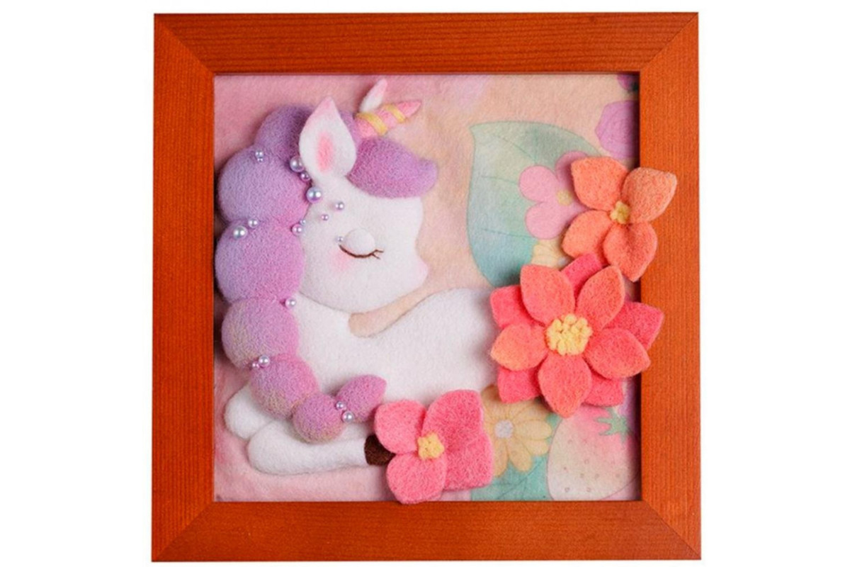 Набор для валяния иглой "Единорог" YG0252 рамка 18х18 см, дерево