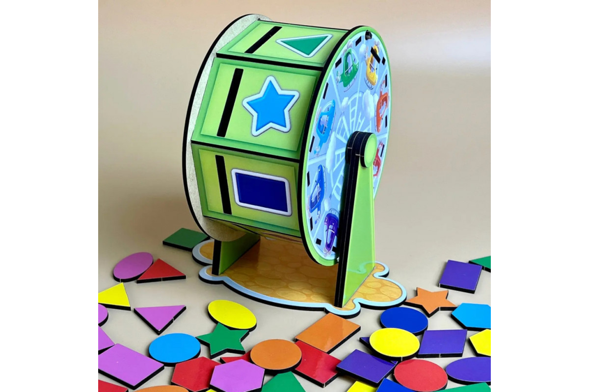 Деревянный сортер "Барабан" Ubumblebees (ПСФ135) PSF135 геометрические фигуры