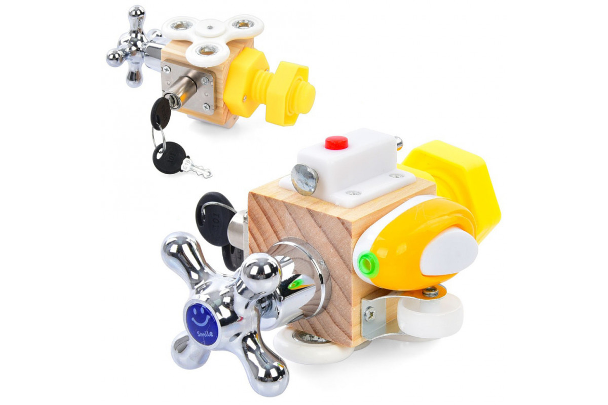 Детский развивающий Бизикуб 6 в 1 MD 0847 спинер, колесо, ключ, винт