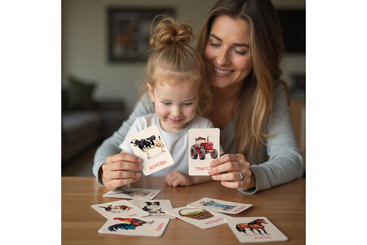Детский набор учебных карточек Монтессори "Ферма" 301233, 32 изображения