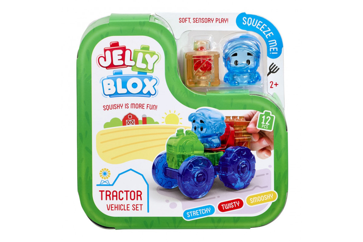 Детский сенсорный конструктор "Красный трактор" Jelly Blox 932945, 12 деталей