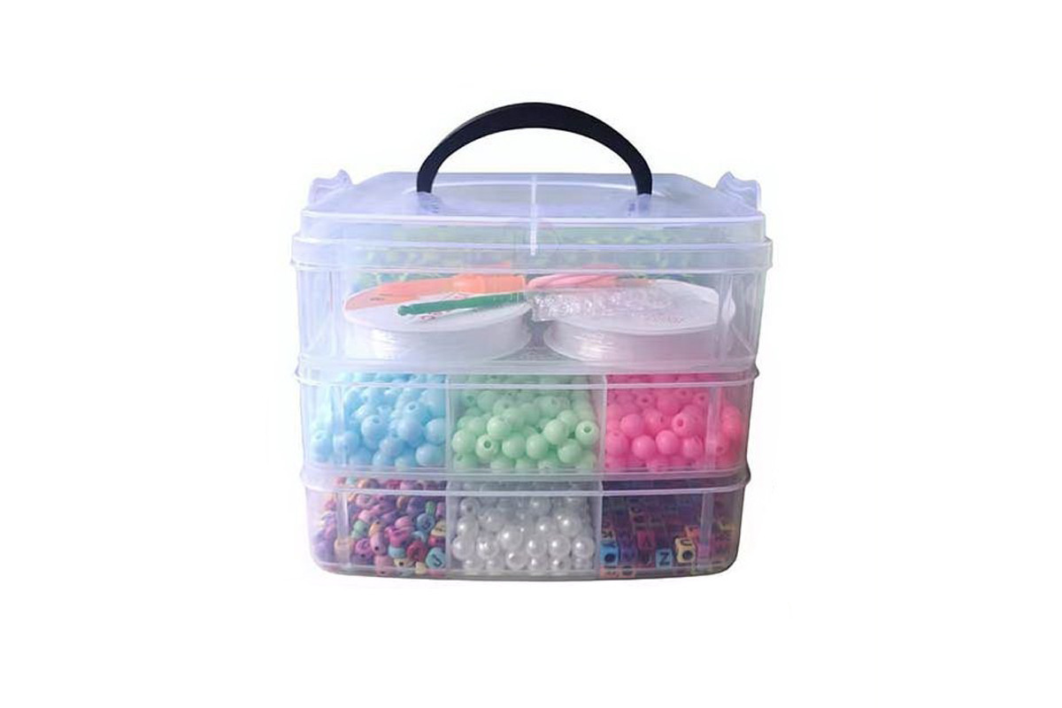 Большой набор бисера 330-146 трехэтажный бокс, бисер, бусины