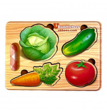 Деревянный пазл-вкладыш "Овощи" Ubumblebees (ПСФ122) PSF122 фон с подсказкой