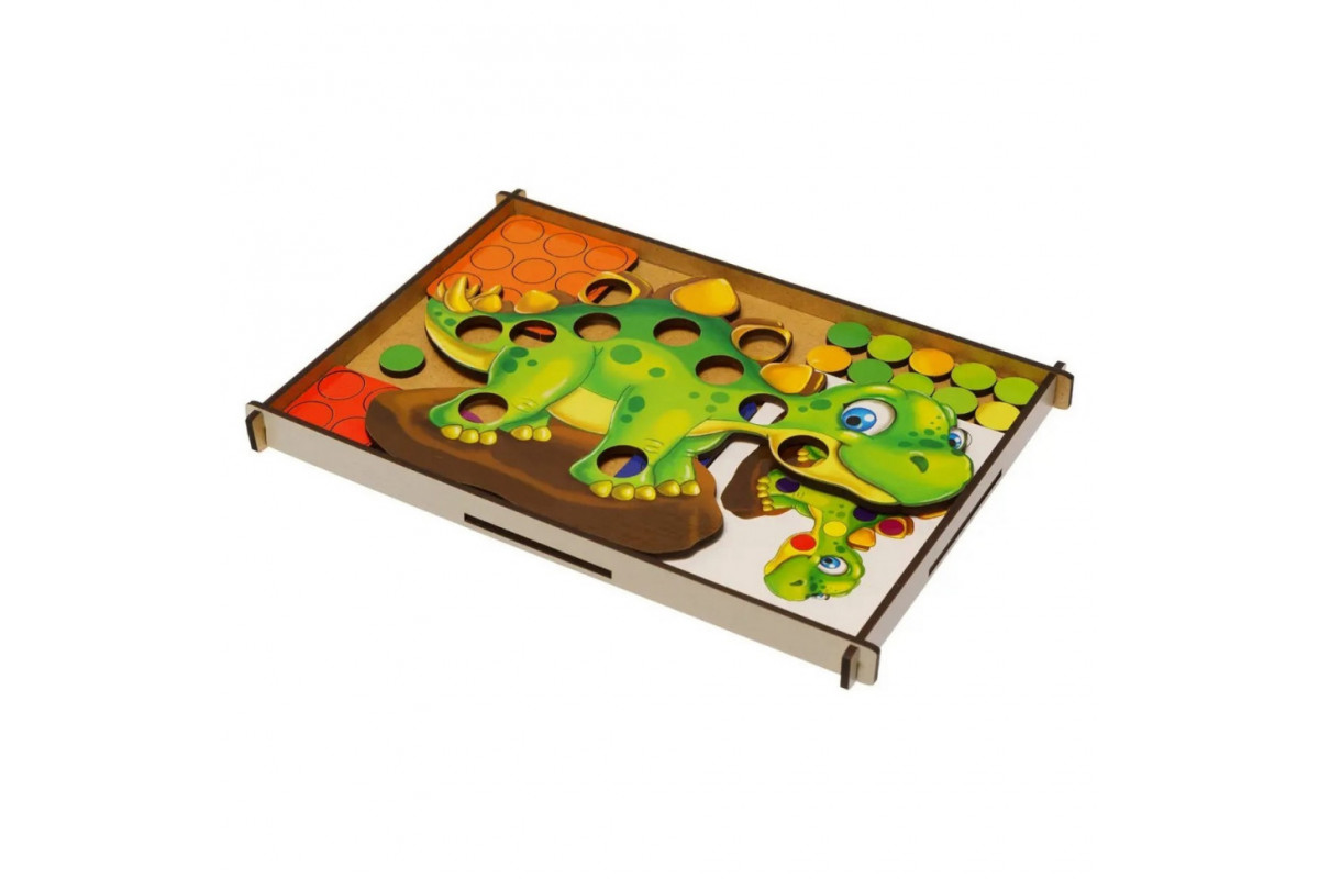 Деревянная мозаика "Динозаврик" Ubumblebees (ПСД193) PSD193, 8 карт с заданиями