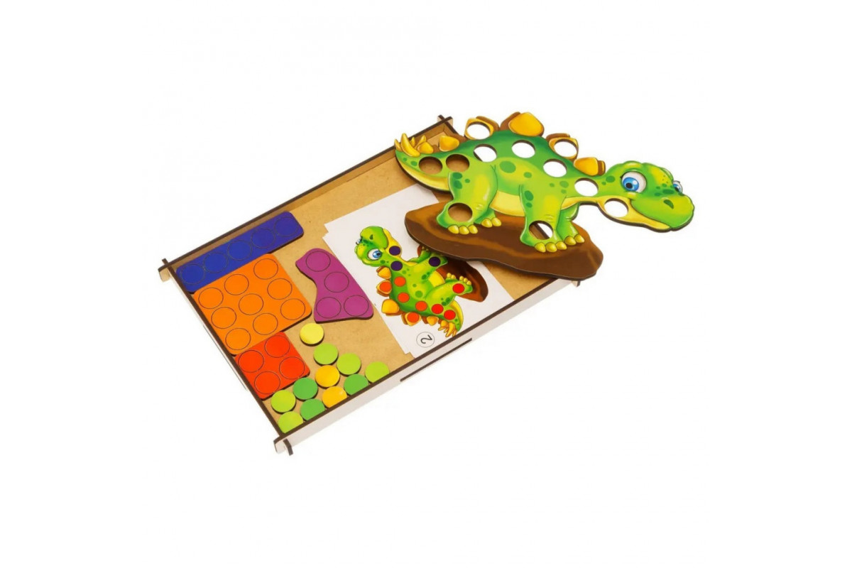 Деревянная мозаика "Динозаврик" Ubumblebees (ПСД193) PSD193, 8 карт с заданиями