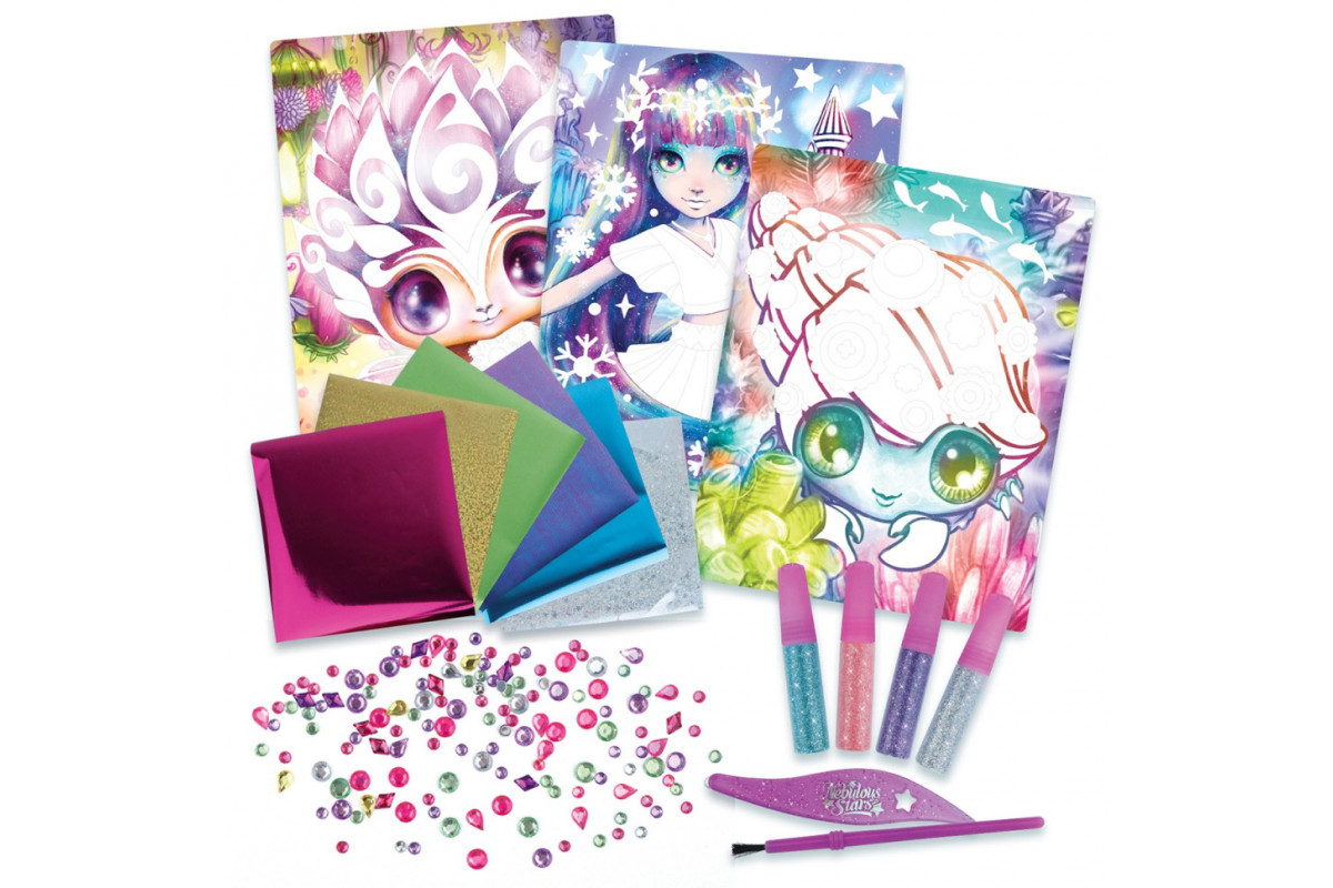 Набір для творчості Зоряні блискітки та фольга Nebulous Stars 11011, 3 шаблони