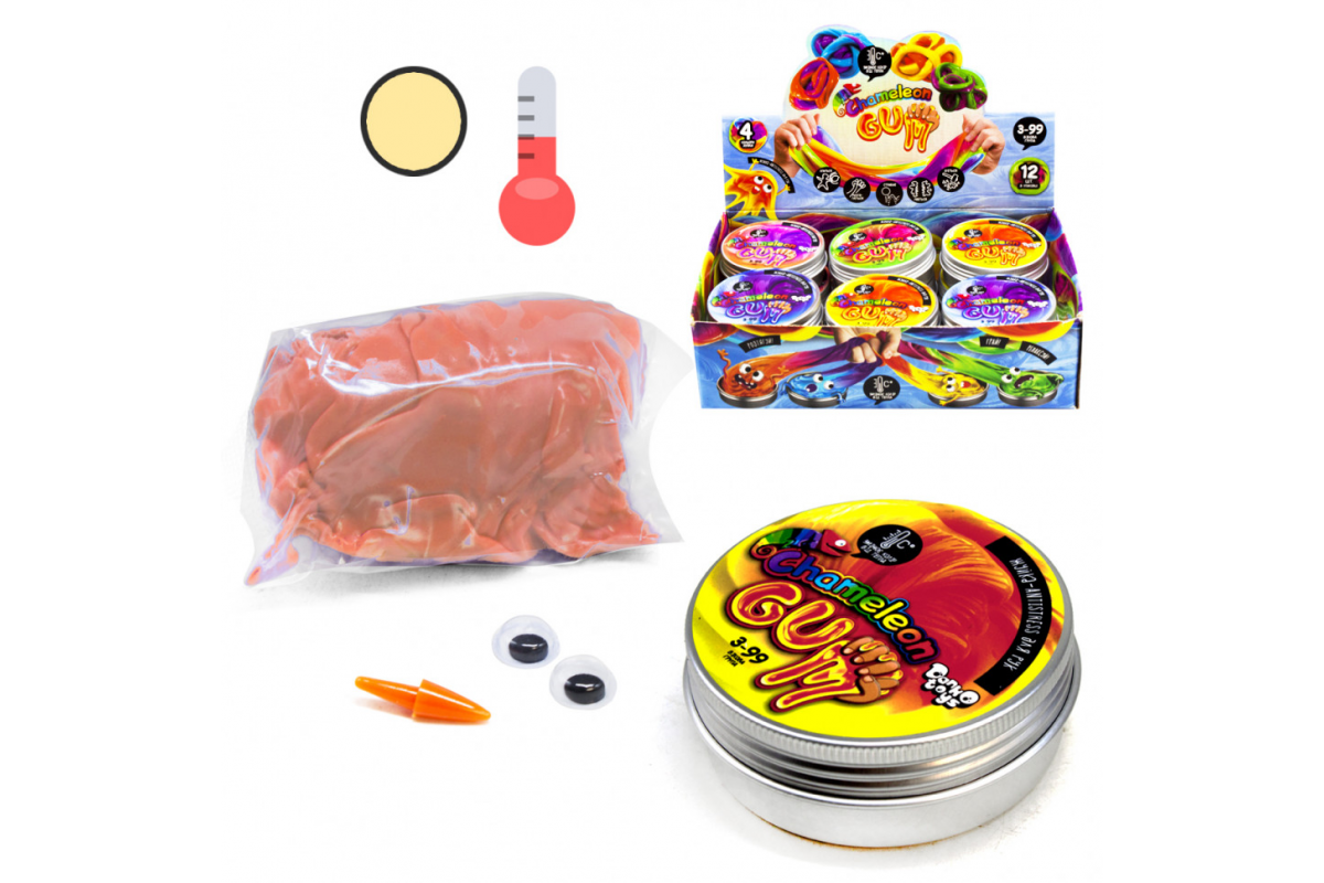 Жуйка для рук "Chameleon Gum" GUM-01-01UС в металевій коробочці  Коралово-жовтий