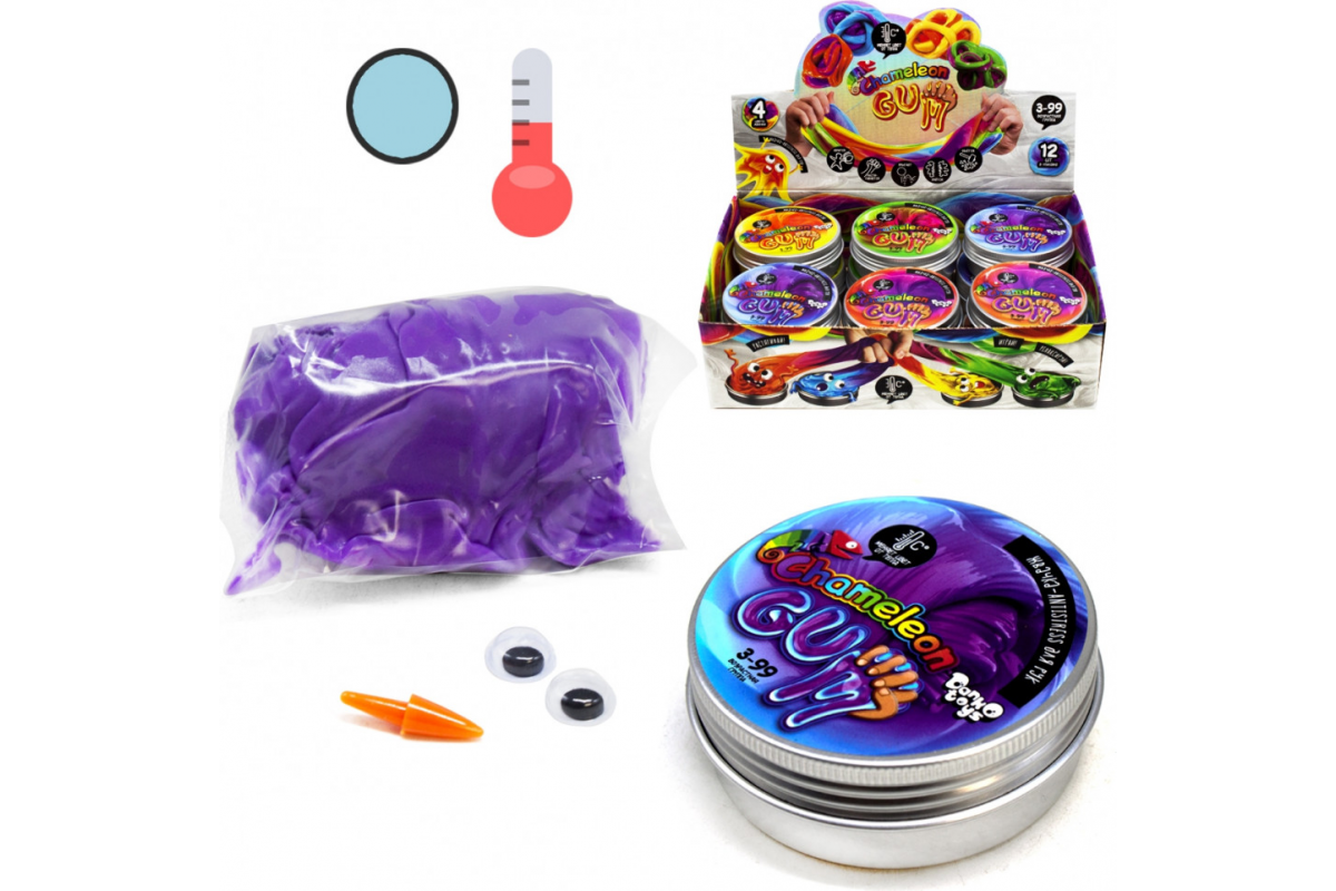 Жуйка для рук "Chameleon Gum" GUM-01-01UС в металевій коробочці  Фіолетово-блакитний
