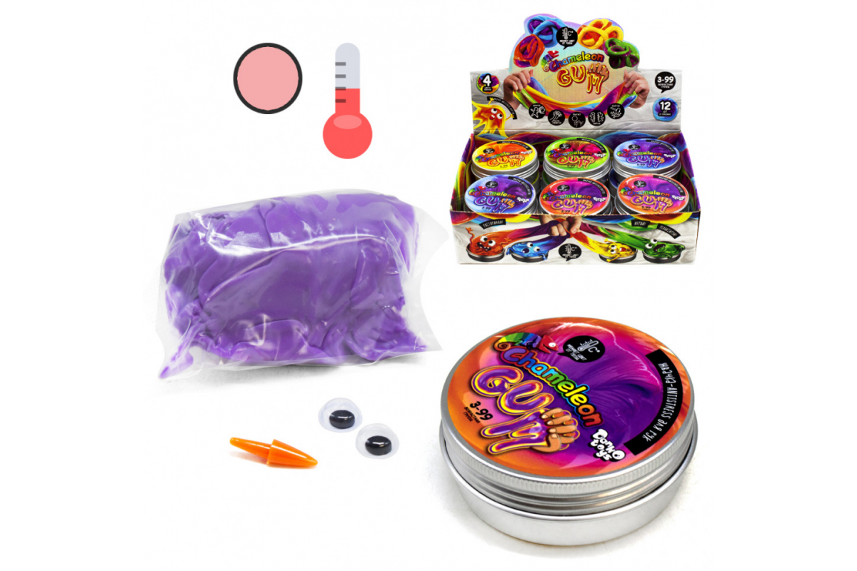 Жуйка для рук "Chameleon Gum" GUM-01-01UС в металевій коробочці  Фіолетово-рожевий