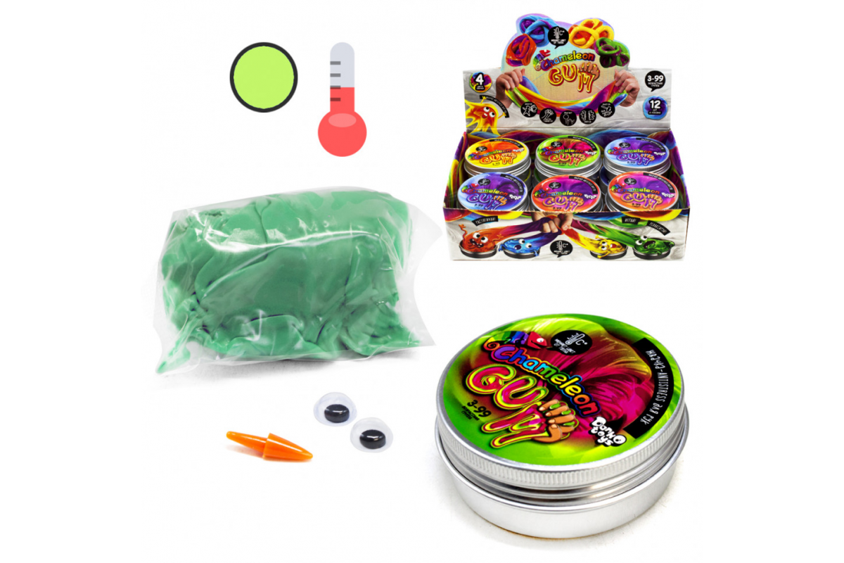 Жуйка для рук "Chameleon Gum" GUM-01-01UС в металевій коробочці  Зелено-салатовий