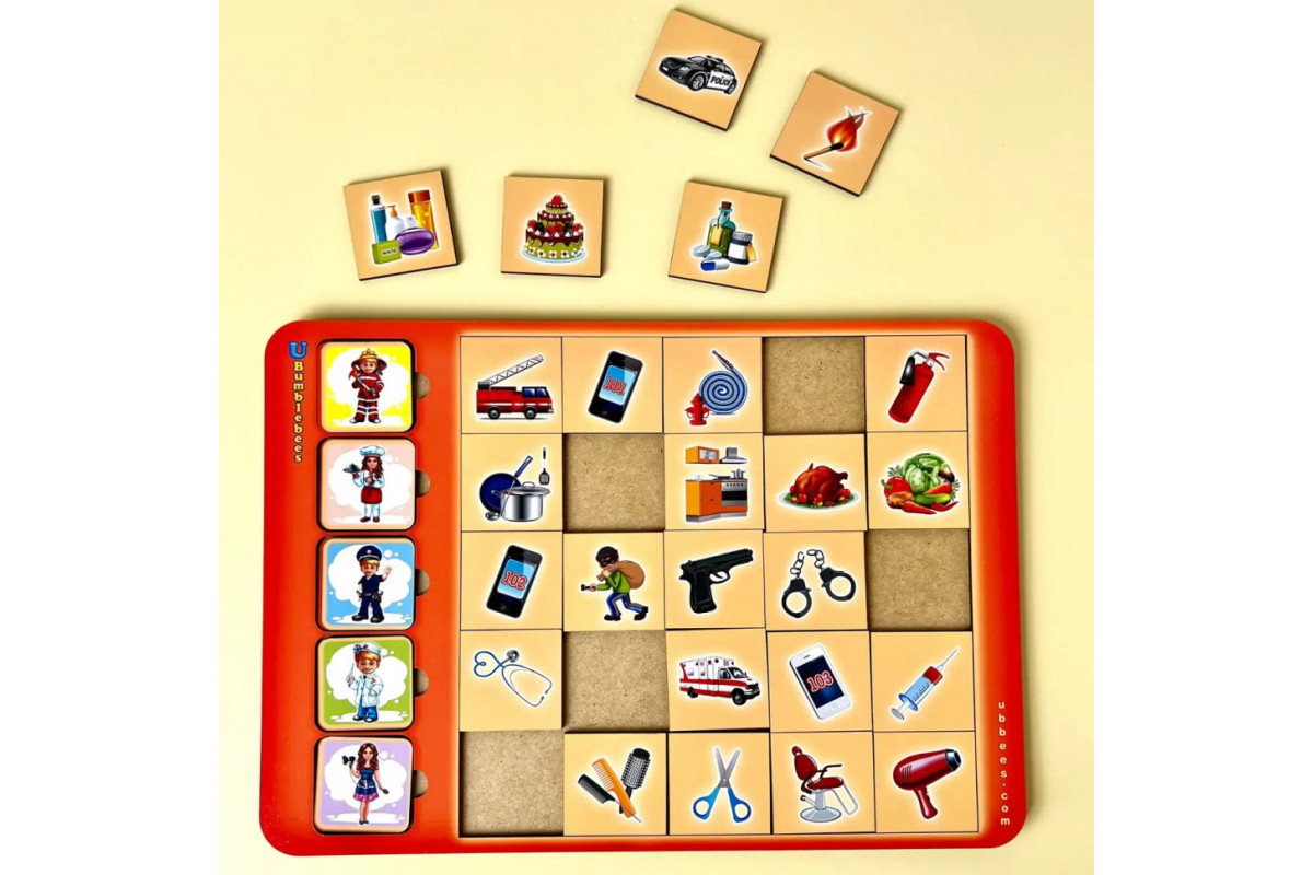 Дерев'яний пазл-вкладиш "Асоціації-професії" (ПСД073) PSD073