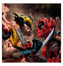 Фигурный пазл из дерева "Дэдпул и Росомаха" PZ002-A3W-AC 180-250 деталей, А3 с мешочком и лентой