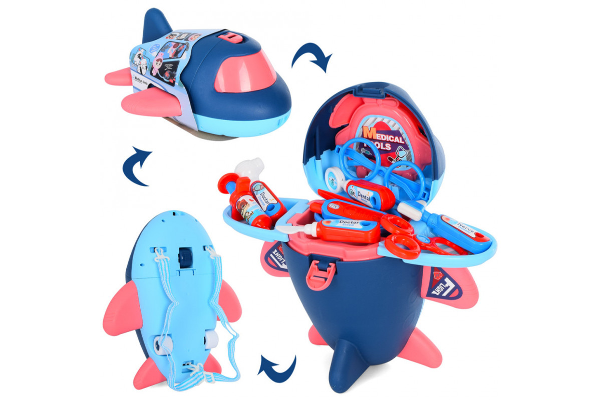 Игровой набор Доктор L666-58 стол 31-31-28 см, инструменты,самолет