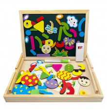 Деревянная игрушка "Магнитная досточка 2 в 1" MD 0815C, двусторонняя, пенал, мел