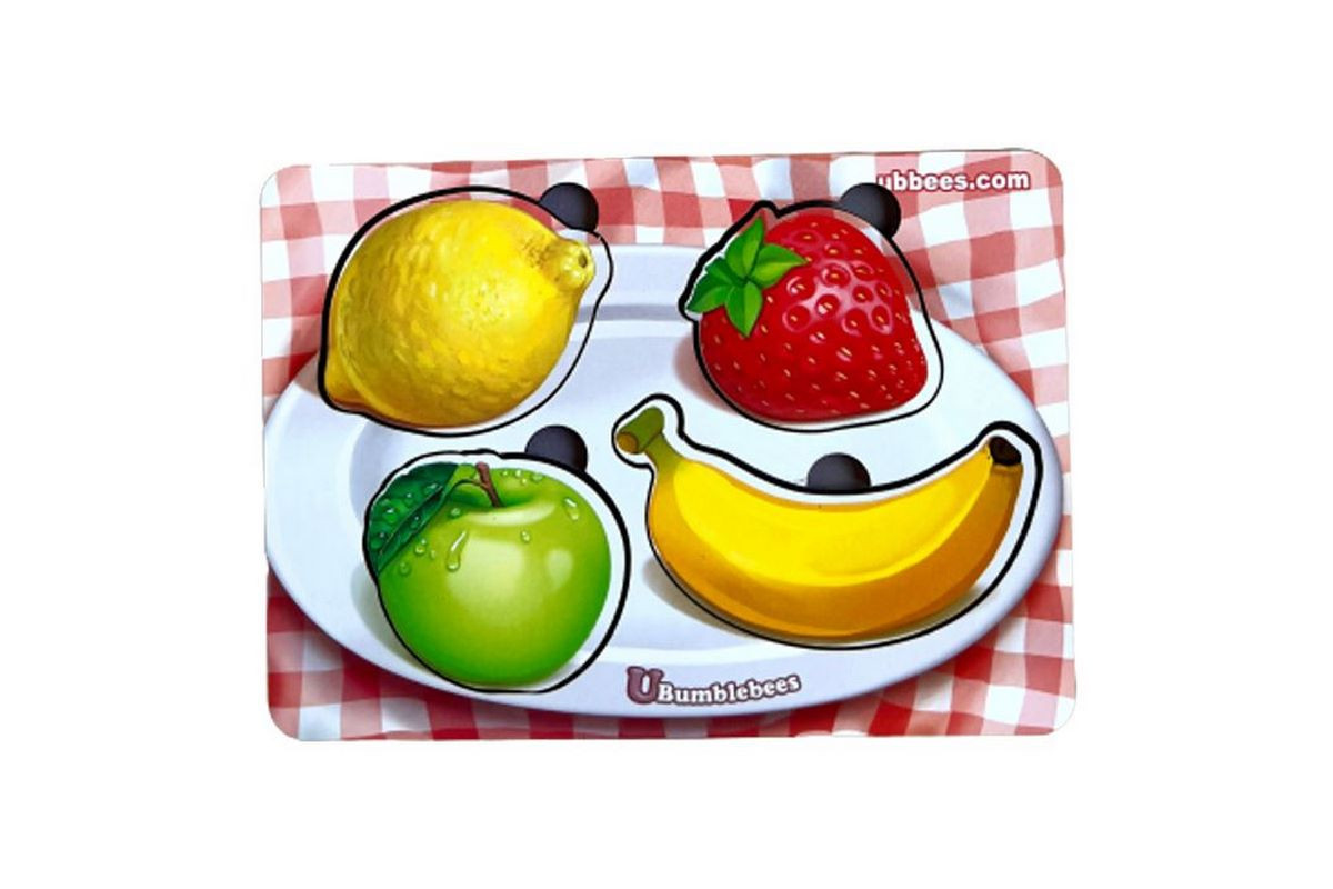 Деревянный пазл-вкладыш "Фрукты" Ubumblebees (ПСФ123) PSF123 фон с подсказкой