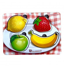 Деревянный пазл-вкладыш "Фрукты" Ubumblebees (ПСФ123) PSF123 фон с подсказкой