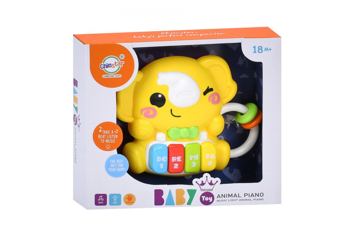 Детское пианино "Слоник" 503-22 звуки животных 15 см, музыка