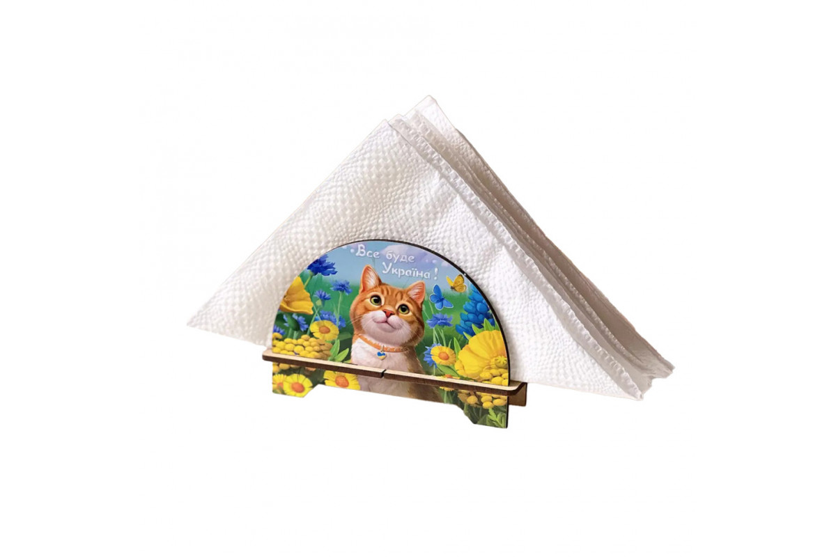 Дерев'яна серветниця "Рудий котик" Ubumblebees (ПСФ153) PSF153 декоративна