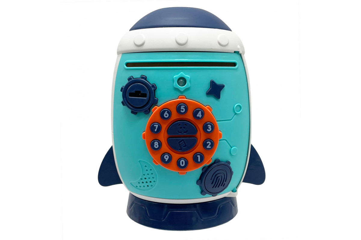 Детский банковский терминал "Ракета" MK 5401 музыка, звуки животных, ключ Бирюзовый