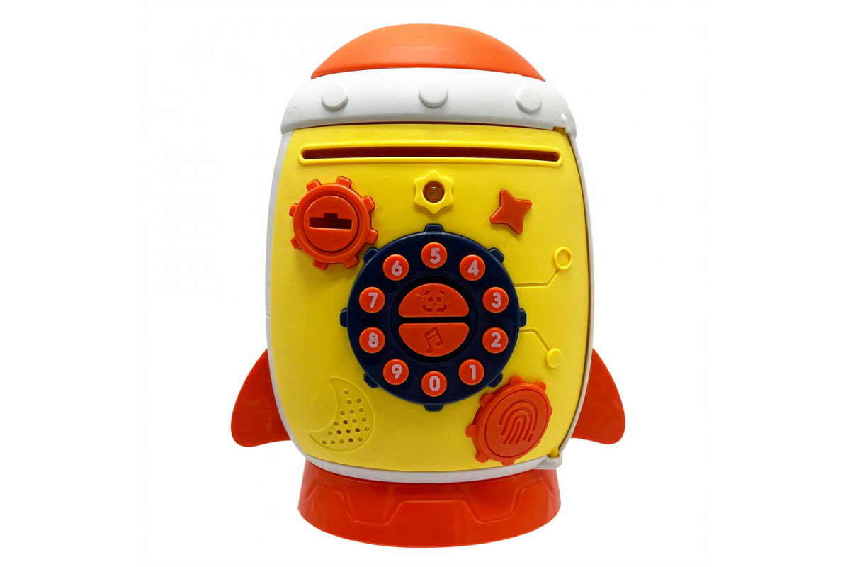 Детский банковский терминал "Ракета" MK 5401 музыка, звуки животных, ключ Желтый
