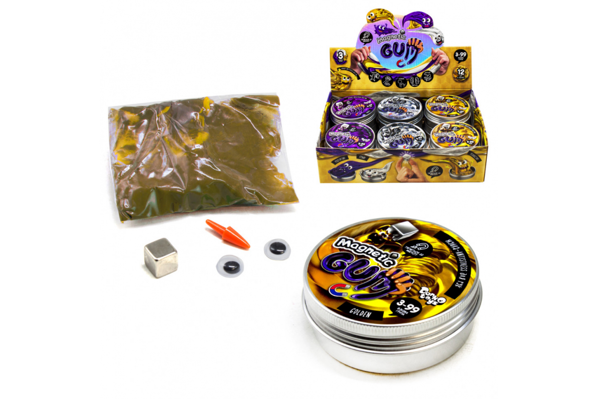 Жуйка для рук "Magnetic Gum" MgGUM-01 в металевій коробочці  Золотистий