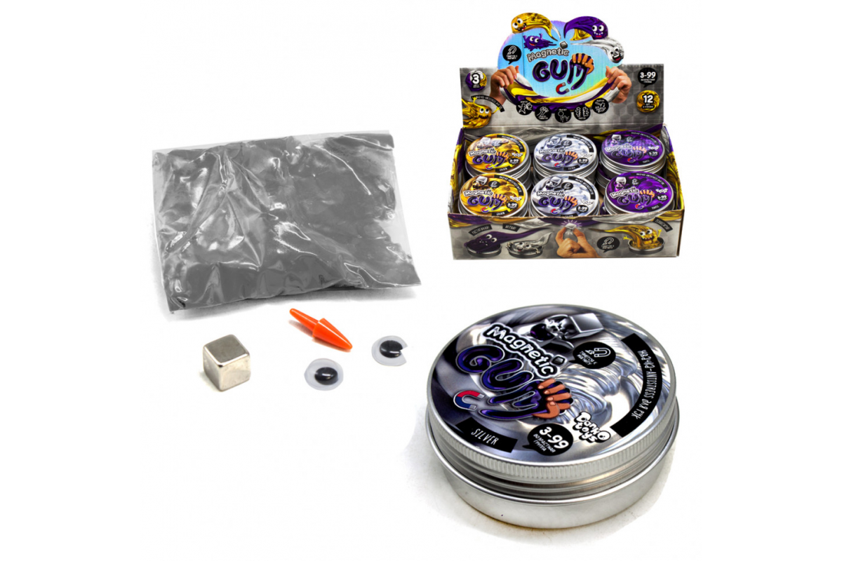 Жуйка для рук "Magnetic Gum" MgGUM-01 в металевій коробочці  Сріблястий