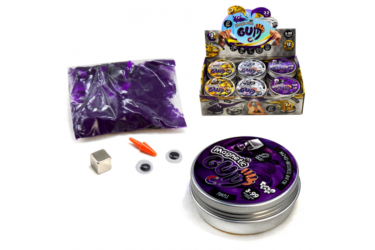 Жуйка для рук "Magnetic Gum" MgGUM-01 в металевій коробочці  Фіолетовий