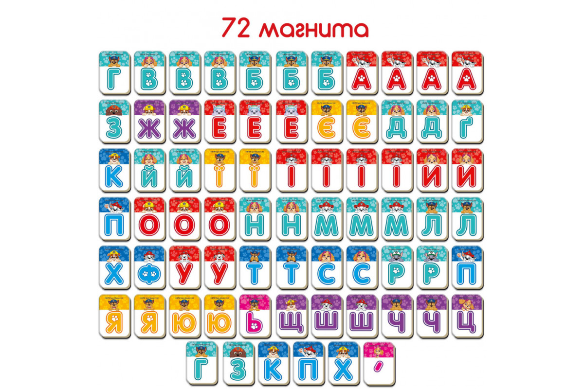 Детский набор магнитов Щенячий патруль "Азбука" Magdum ML4034-12