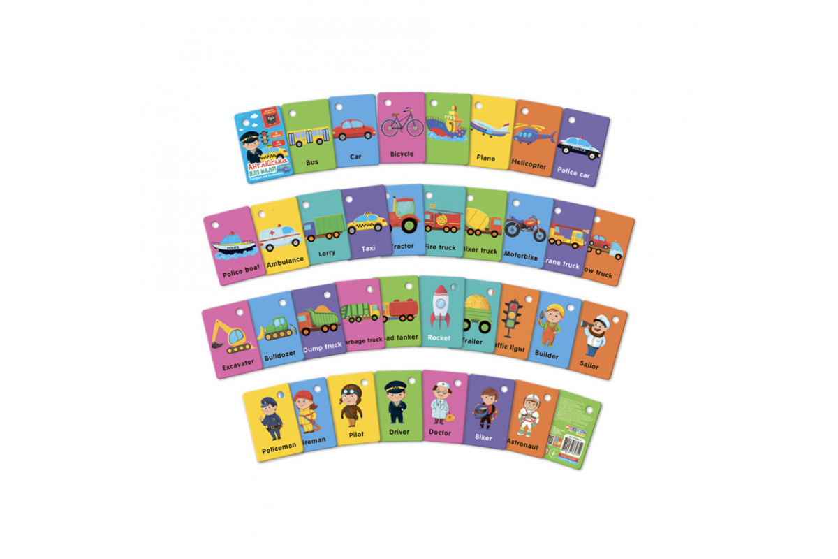 Карточки на кольце "Транспорт и профессии" VT5000-16 английский язык