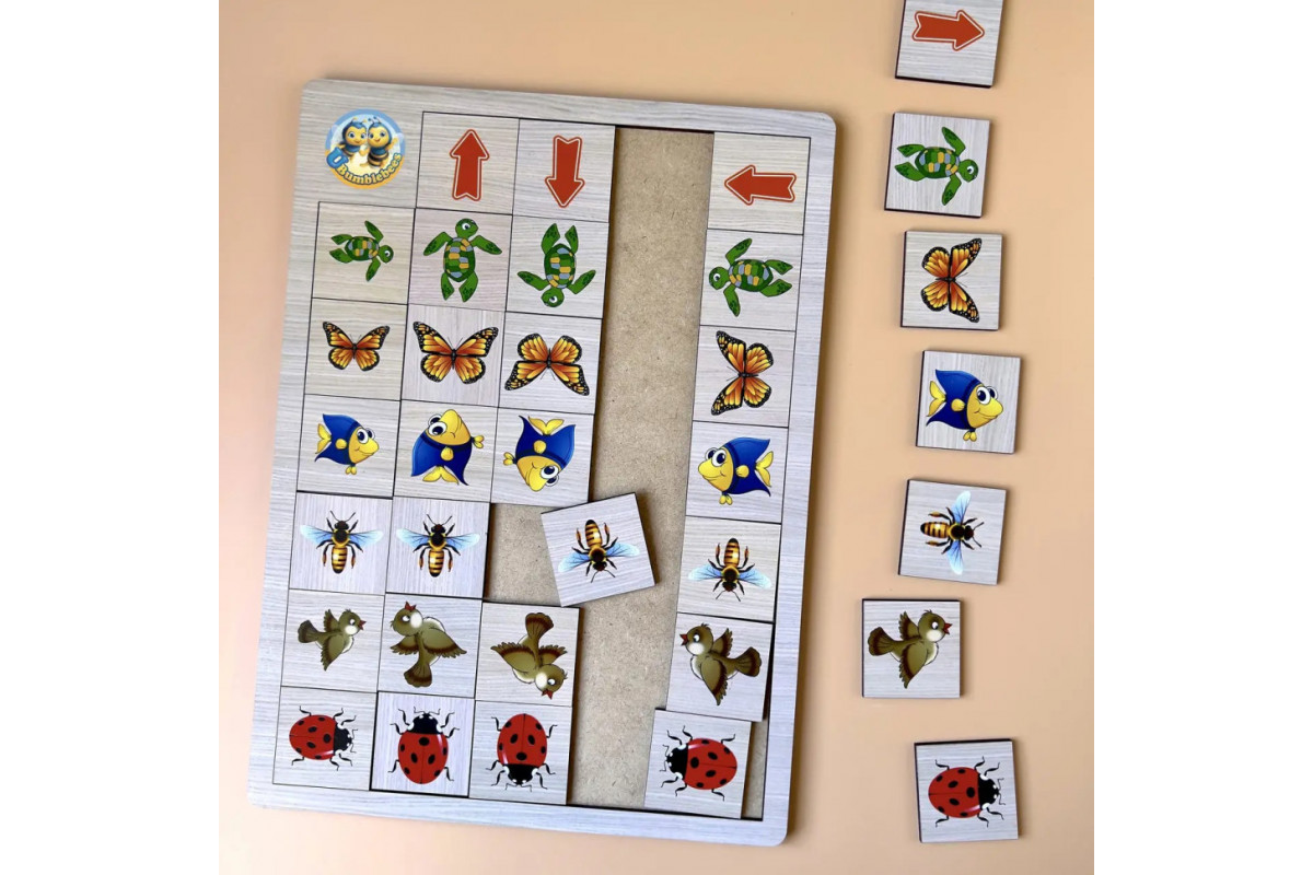 Дерев'яна настільна гра "Вкажіть напрямок - 2" Ubumblebees (ПСФ007) PSF007 пазл-сортер