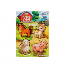 Деревянный пазл-вкладыш "Домашние животные-1" Ubumblebees (ПСФ053) PSF053 фон с подсказкой