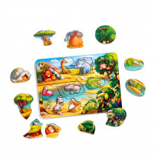 Деревянная настольная игра "А где звери?" Ubumblebees (ПСД175) PSD175 сортер-вкладыш