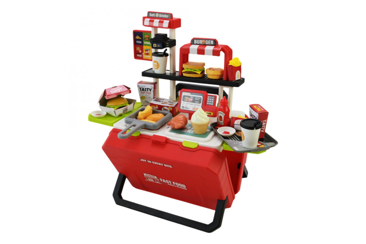 Детская игрушечная кухня "Фаст-фуд" 668-159/160(Red) с аксессуарами