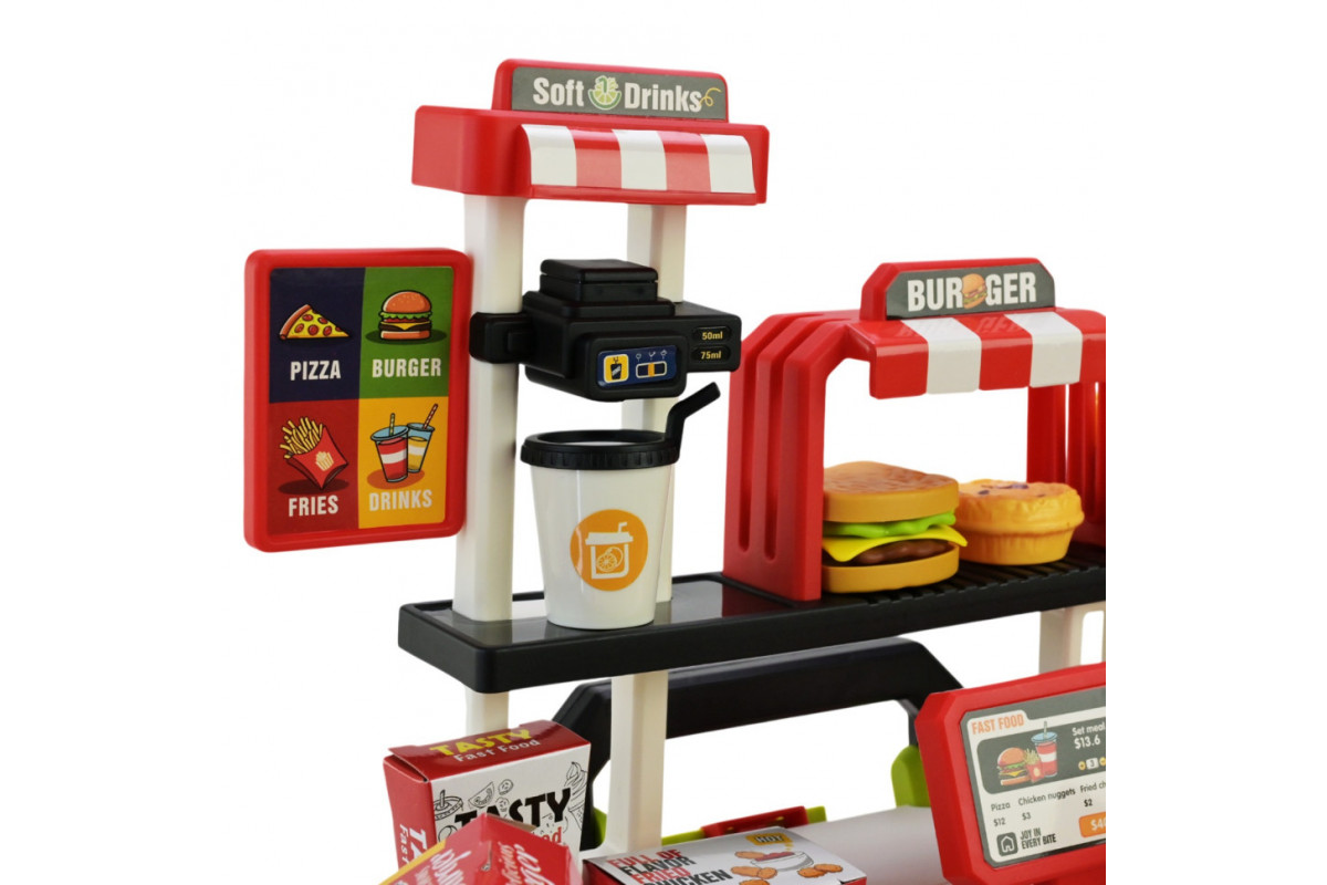 Детская игрушечная кухня "Фаст-фуд" 668-159/160(Red) с аксессуарами