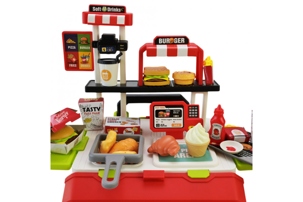 Детская игрушечная кухня "Фаст-фуд" 668-159/160(Red) с аксессуарами